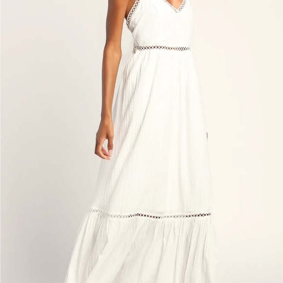 Lulus Dresses & Skirts - Lulus Relaxed Vibes White Sleeveless Lace Up Maxi Dress Size M Boho Summer
